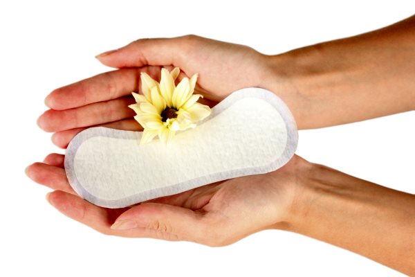 прокладка и цветок в руках